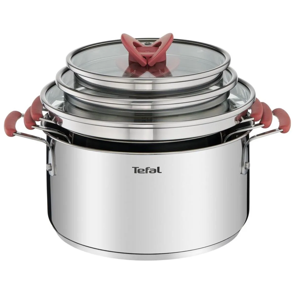 Tefal Optispace 6-piece stainless-steel cookware set